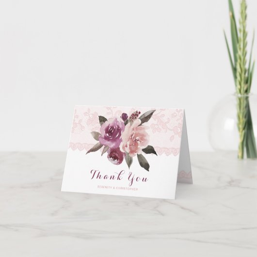 Rustic waterverf bloemenslinger bruiloft bedankt (Voorkant)
