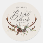 Rustic waterverf bloemrijke botanische bruidssalon ronde sticker (Voorkant)