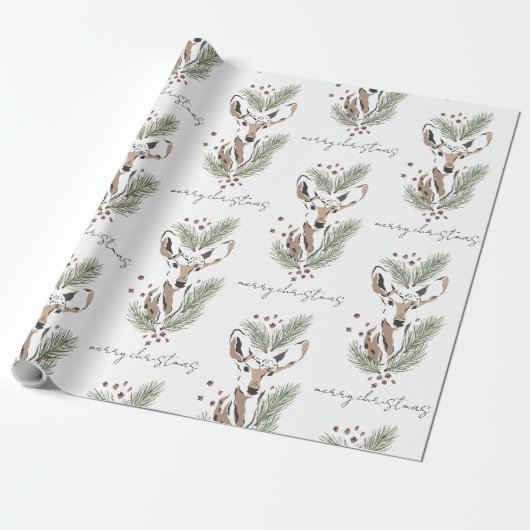 Rustic Waterverf Bos Herten Cadeaupapier (Uitgerold)