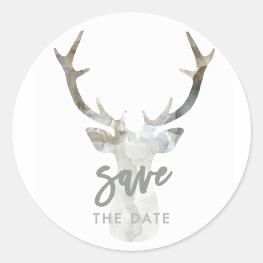 RUSTIC WATERVERF DEER | BEWAREN VAN DE DATUM STICK RONDE STICKER (Voorkant)