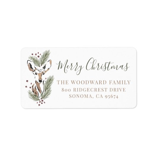 Rustic Waterverf Deer Retouradres Etiket (Voorkant)
