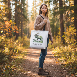 Rustic waterverf eland bos dieren in het wild op m tote bag