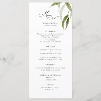 Rustic Waterverf Eucalyptus Groenery Menu