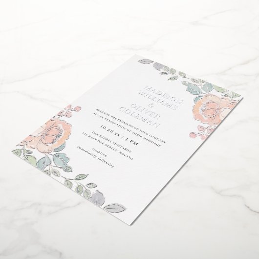 Rustic +  Waterverf Folie Uitnodiging (Gedraaid)