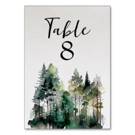 Rustic Waterverf Forest Table Number Kaart