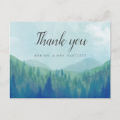 Rustic Waterverf Forest Wedding Foto bedankt Briefkaart (Voorkant)