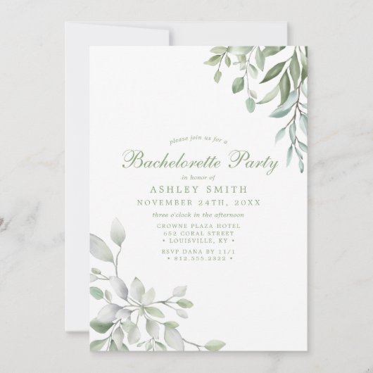 Rustic Waterverf Greenery Floral Bachelorette Kaart (Voorkant)