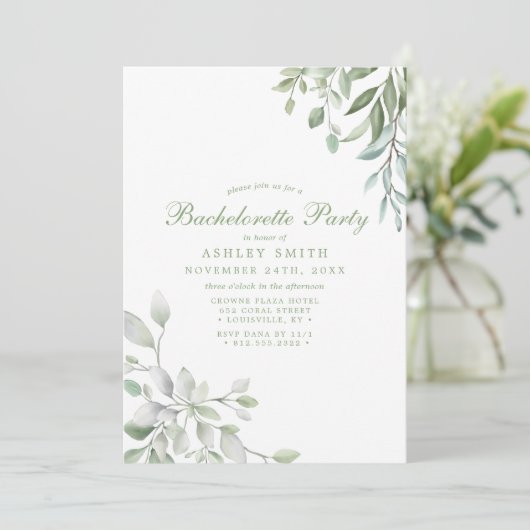 Rustic Waterverf Greenery Floral Bachelorette Kaart (Staand voorkant)