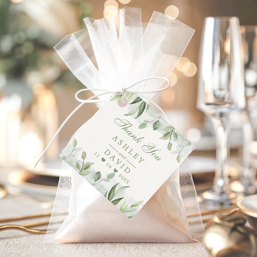 Rustic Waterverf Greenery Floral Dank u Label