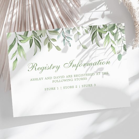 Rustic Waterverf Greenery Floral Registry Kaart