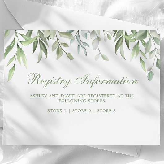 Rustic Waterverf Greenery Floral Registry Kaart