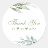 Rustic Waterverf Greenery Floral Ronde Sticker (Voorkant)