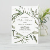 Rustic Waterverf Greenery Lijst Baby shower Kaart (Staand voorkant)