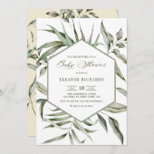 Rustic Waterverf Greenery Lijst Baby shower Kaart (Voorkant / Achterkant)