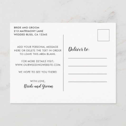 Rustic Waterverf Greenery Non Photo Save the Date Aankondigingskaart (Achterkant)