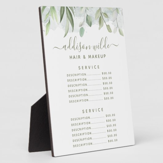 Rustic Waterverf Greenery Price Menu Fotoplaat (Zijkant)