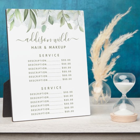 Rustic Waterverf Greenery Price Menu Fotoplaat (Zijkant)