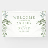 Rustic Waterverf Greenery Wedding Welcome Banner (Horizontaal)