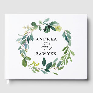 Rustic Waterverf Greenery Wreath Wedding Photo Gastenboek
