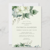 Rustic waterverf groen eucalyptus babyshower kaart (Voorkant)