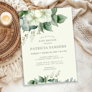Rustic waterverf groen eucalyptus babyshower kaart