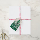 Rustic Waterverf Groenblijvende Bomen Kerstmis Cadeaulabel (Met Touw)
