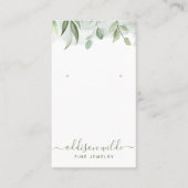 Rustic Waterverf Groene Oorbellen Displaykaart Visitekaartje (Voorkant)