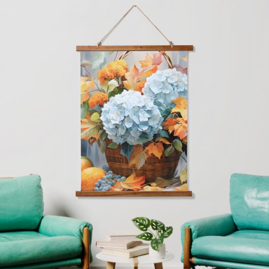 Rustic Waterverf Herfst Bloemstuk Mand Hangend Wandkleed (Woonkamer)