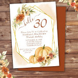 Rustic Waterverf Herfst Pumpkin 30th Birthday Invi Kaart<br><div class="desc">Rustic waterverf herfst pompoen 30e verjaardag - hallo 30 - in gouden roest,  wogundy,  herfstkleuren.</div>