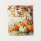 Rustic Waterverf Herfstpompoenen Thanksgiving Wandkleed (Voorkant)