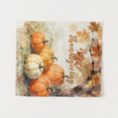 Rustic Waterverf Herfstpompoenen Thanksgiving Wandkleed (Voorkant (horizontaal))