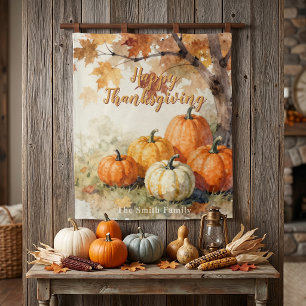 Rustic Waterverf Herfstpompoenen Thanksgiving Wandkleed