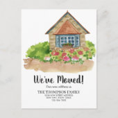Rustic Waterverf House Home We hebben verhuisd Aankondigingskaart (Voorkant)