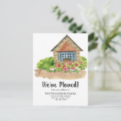 Rustic Waterverf House Home We hebben verhuisd Aankondigingskaart (Staand voorkant)