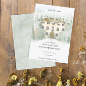 Rustic Waterverf Manor House Italy Save the Date Kaart