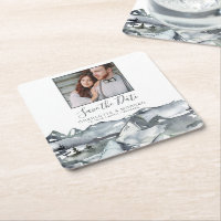 Rustic Waterverf Mountain Photo Save the Date