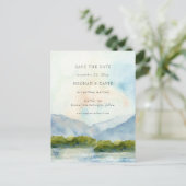 Rustic Waterverf Mountains Save the Date Announoun Aankondigingskaart (Staand voorkant)