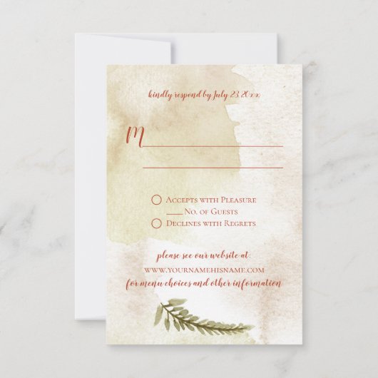 Rustic Waterverf najaar Herfst Flowers RSVP (Achterkant)