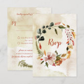Rustic Waterverf najaar Herfst Flowers RSVP (Voorkant / Achterkant)