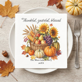 Rustic Waterverf Oogstmand Thanksgiving Servet