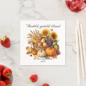Rustic Waterverf Oogstmand Thanksgiving Servet (Insitu)