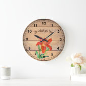 Rustic Waterverf Oranje Lily Illustration Grote Klok (Huis)
