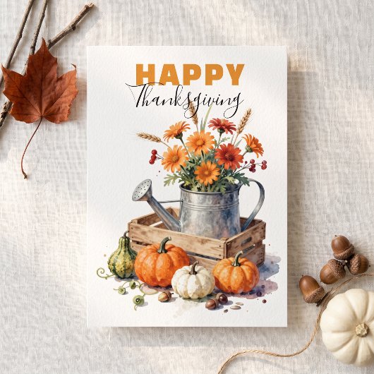 Rustic Waterverf Pompoen Herfst Bloemstuk Thanksgi Kaart