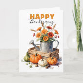 Rustic Waterverf Pompoen Herfst Bloemstuk Thanksgi Kaart (Voorkant)