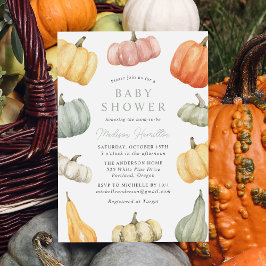 Rustic Waterverf Pumpkin Baby shower Kaart
