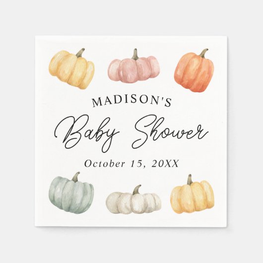 Rustic Waterverf Pumpkin Baby shower Servet (Voorkant)