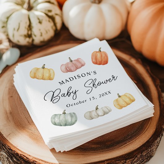 Rustic Waterverf Pumpkin Baby shower Servet