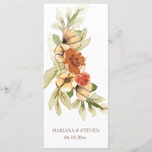 Rustic Waterverf Pumpkin Return Address Wedding Menu (Achterkant)