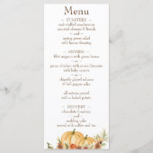 Rustic Waterverf Pumpkin Return Address Wedding Menu (Voorkant)
