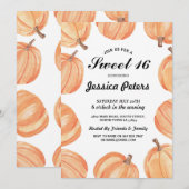 Rustic Waterverf Pumpkin Sweet 16-partijendag Kaart (Voorkant / Achterkant)